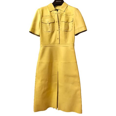 gucci leather dress yellow|Gucci donald leather jacket.